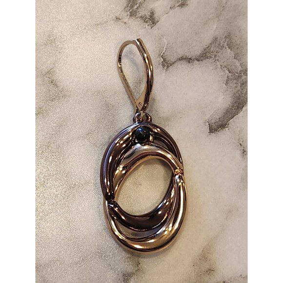 Dana Buchman Gold-Tone Mixed Metal Oval Drop Earrings - Picture 5 of 5